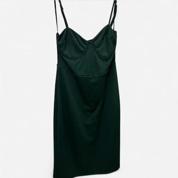 Lulus Exclusive: Dark Green Bustier Bodycon Midi Dress - Picture 4 of 5